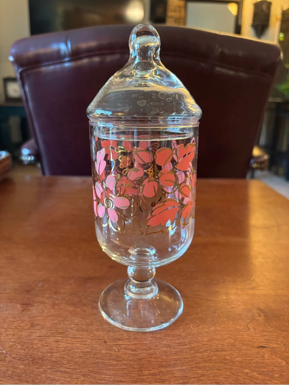 Handpainted Footed Apothocary Jar vintage